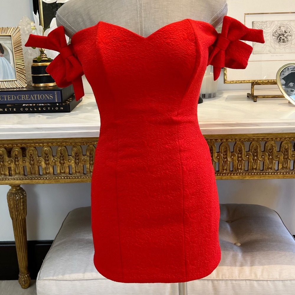 Nektaria Red Off the Shoulder Mini Dress size S